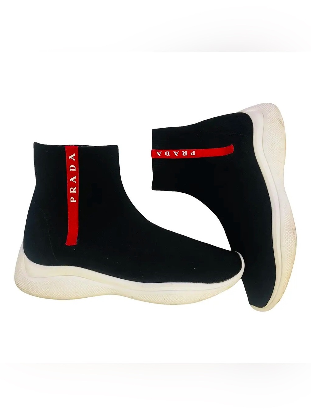 Prada Black Knit High-Top Sock Sneakers